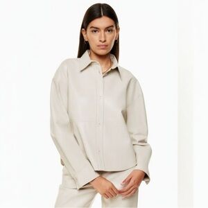 BABATON Button Up Shirt Women Size Medium Cream Pelli Hip Shirt Jacket Oversized